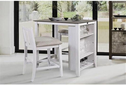 Lexicon Daye 3 Piece Wood Counter Height Dining Set in Gray and White