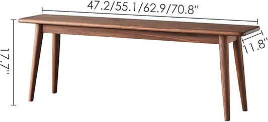 Kavie Solid Wood Table Bench, Farmhouse Style Dining Bench with Slanted Legs, Sturdy Entryway Shoe Bench for Kitchen Island, Hallway, Living Room (Walnut,62.9" L*11.8" W*17.7" H)