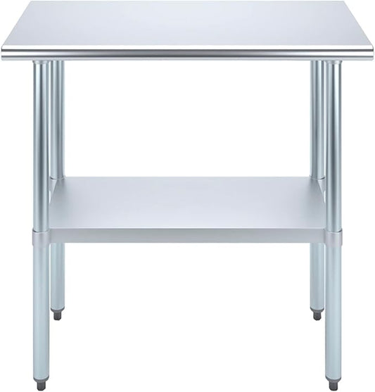 AmGood Stainless Steel Work Table with Undershelf | Kitchen Island Food Prep | Laundry Garage Utility Bench | NSF Certified (36" Long x 18" Deep)