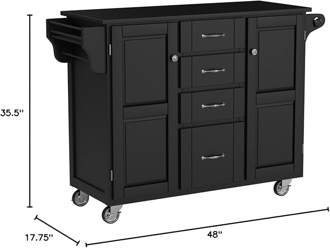 Create-a-Cart Black 2 Door Kitchen Cart with Black Granite Top by Home Styles