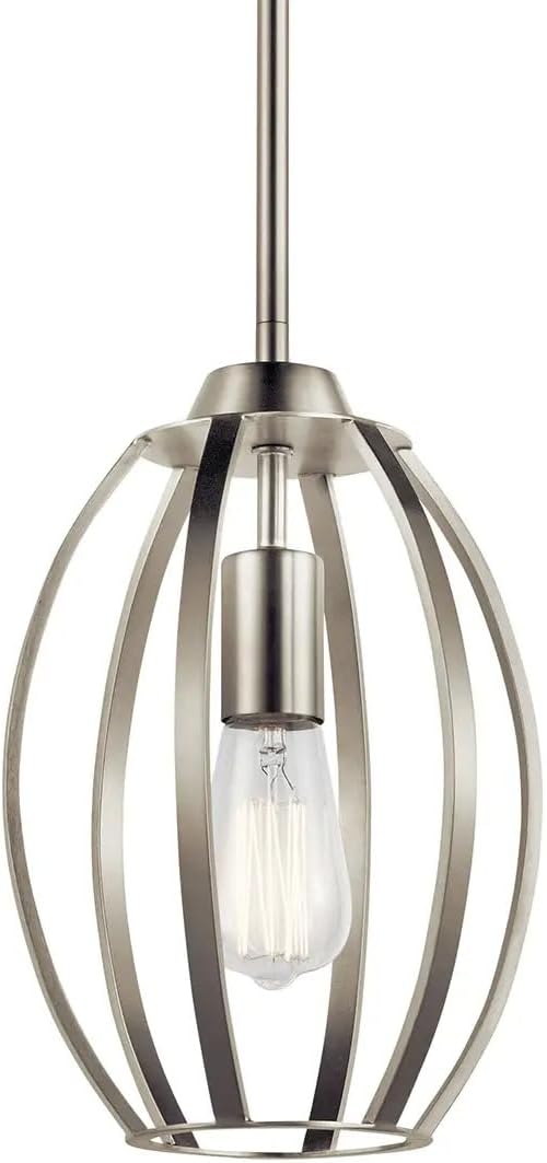 Kichler Tao 12" Kitchen Pendant in Brushed Nickel Finish, (12" H x 8" W), 44054NI