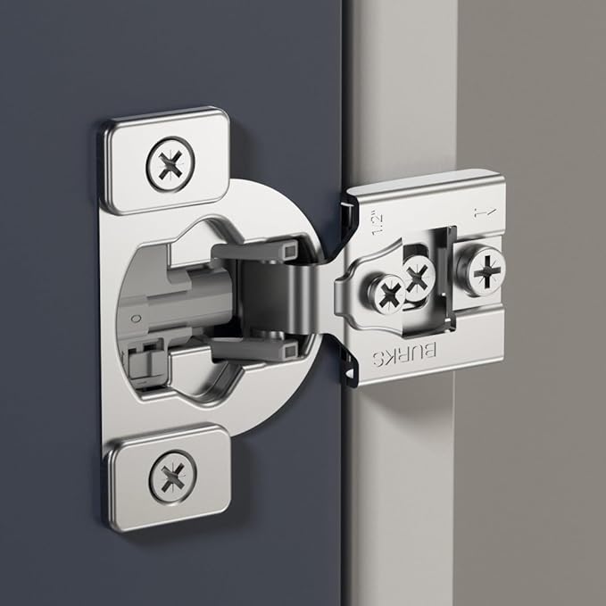 Burks Hinges 10 Pack 1/2'' Overlay Soft Close Hinges for Kitchen Cabinets - Stainless Steel, Anti-Rust, Self Closing Concealed Hinges, Installation Instruction and Screws Included