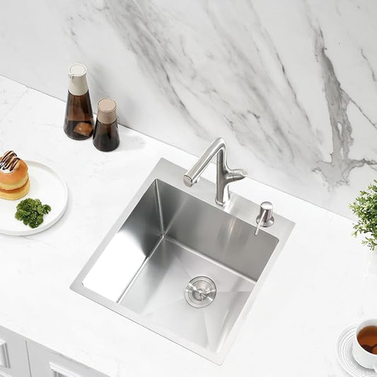 18 inch Drop in Kitchen Sink, 18" x 17" Drop in Utility Sink 16 Gauge Stainless Steel Small Wet Bar Prep Sink Single Bowl Deep Basin