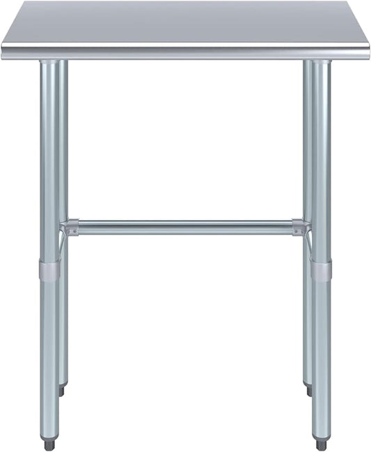 Stainless Steel Work Table Open Base | NSF Kitchen Island Food Prep | Laundry Garage Utility Bench (30" Long x 14" Deep)