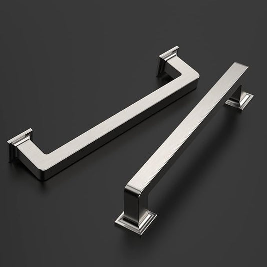 Amerdeco 10 Pack Brushed Satin Nickel Cabinet Pulls 6.3 Inch(160MM) Hole Centers Kitchen Cabinet Handles Cabinet Hardware Kitchen Handles for Cabinets Cupboard Handles Drawer Pulls ZH0019