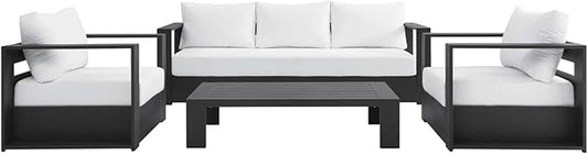 Modway Tahoe Aluminum 4-Piece Outdoor Patio Set in Gray White