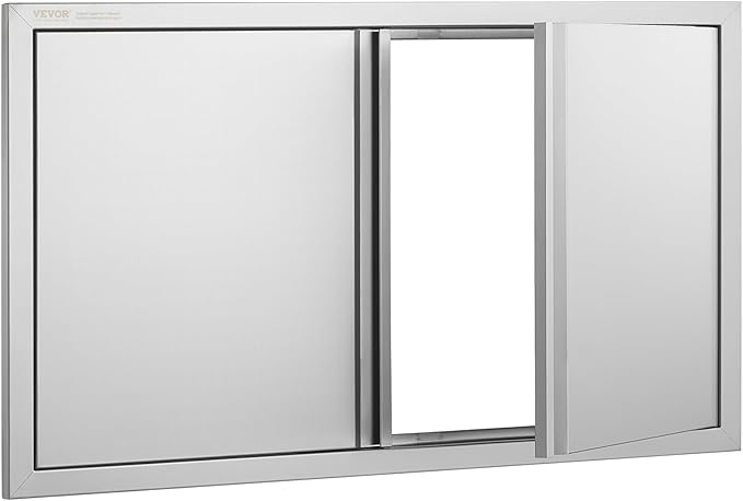 VEVOR BBQ Access Door, 36W x 21H Inch Double Outdoor Kitchen, Stainless Steel Flush Mount, Wall Vertical With Recessed Handles, for BBQ Island, Grilling Station, Outside Cabinet