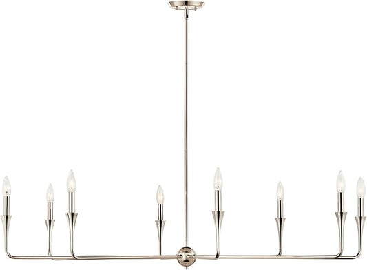 Kichler Alvaro 8-Light Chandelier, Soft Modern Light in Polished Nickel, for Great Room or Large Living or Dining Room (23.25" x 50"), 52691PN