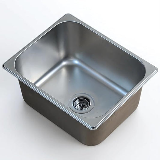 1-Compartment Drop-in Stainless Steel RV Sink Kit, 12.75x10.5x6 inches, with Strainer