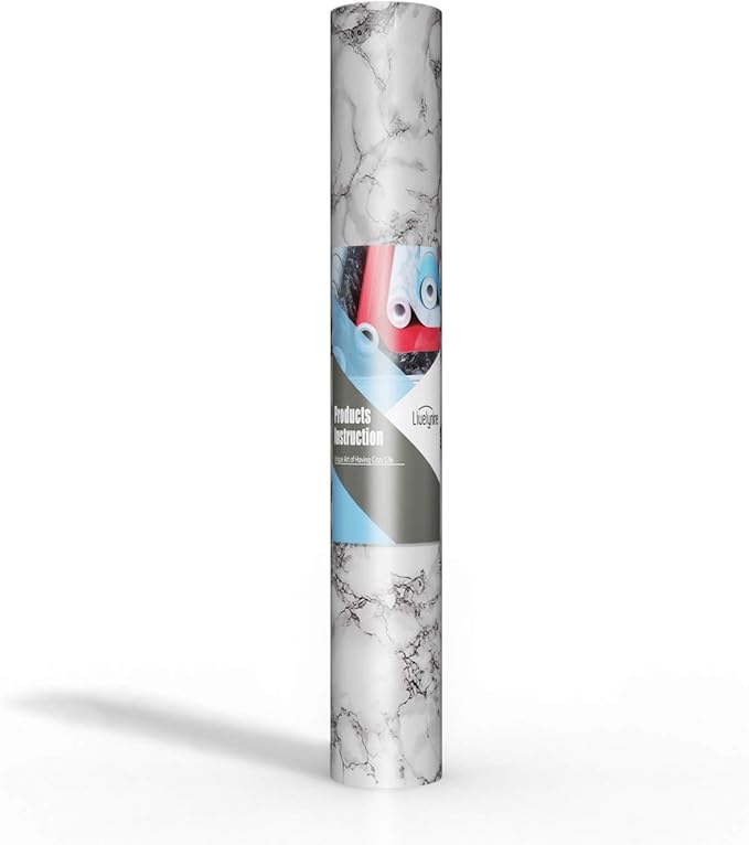 Livelynine Marble Wall Paper 15.8x394 Kitchen Wallpaper Self Adhesive Renter Friendly Countertop Peel and Stick Contact Paper for Countertops Waterproof Counter Top Vinyl Wrap Bathroom Desk Cover PVC