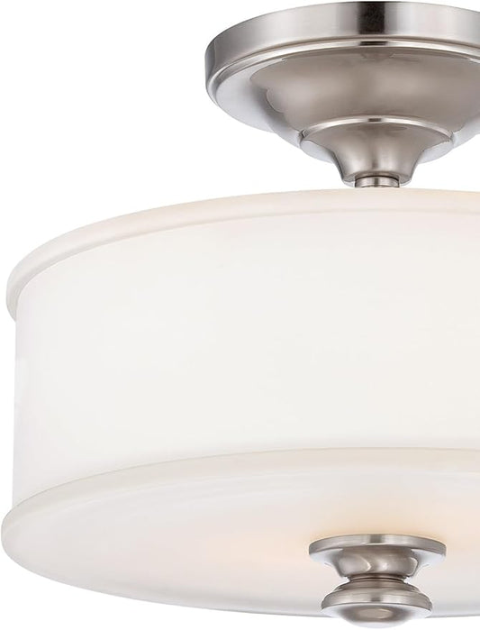 Minka Lavery 4172-84 Harbour Point Semi-Flush, 2-Light, 120 Total Watts, 13.5-in H x 10.75-in W, Brushed Nickel