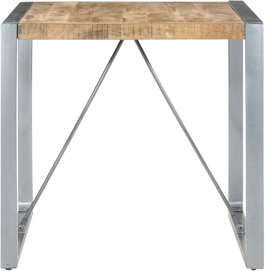 Small Square Dining Table Industrial Style Solid Mango Wood Counter Height 31.5x31.5x29.5 Inches Brown Kitchen Furniture for 4 Person Indoor Use