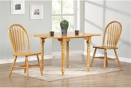 Pemberly Row Arrowback Dining Side Chair, Set of 2, Solid Wood Construction, Light Oak Finish, 38 in Tall, Ergonomic Shield Seat, Farmhouse Style Kitchen or Dining Room Seating