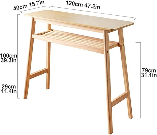 Modern White Narrow Long High Table - Sturdy Metal Frame, Space-Saving Design for Kitchen Island & Living Room Bar - Versatile Countertop Table, No Stools Includ