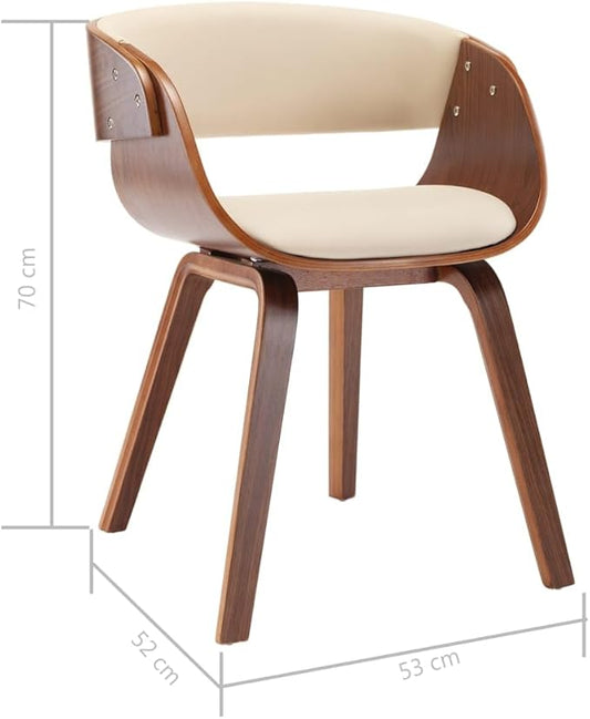 Cream Faux Leather Dining Chair with Bentwood Frame, Modern Accent Chair for Kitchen Dining Room Farmhouse Decor, Comfortable Upholstered Seat Supports 242.5 lb