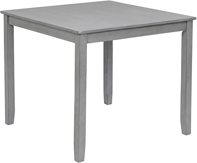34" Solid Wood Dining Table, Island Table with Square Top, Rustic Dining Tables with Stable Legs for Small Kitchen & Family Gatherings, Gray