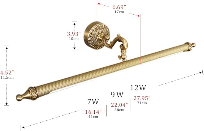 Aiwen LED Vanity Light Fixture 9W 22.04 inch Bath Vanity Lights with PC Lamp Shade Retro Artwork Picture Lighs Wall Sconces for Dressing Bathroom Lighting Soft White 3000k