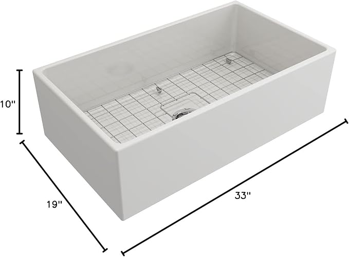 BOCCHI Contempo Apron Front Fireclay 33 in. Single Bowl Kitchen Sink in White with Chrome Faucet