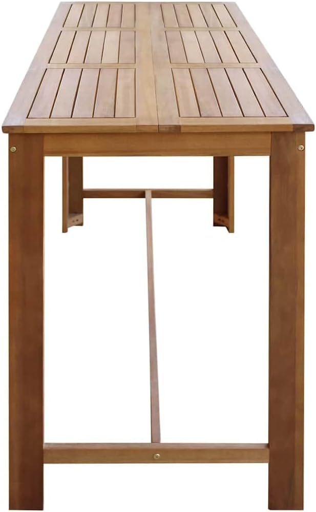 Natural Wood Solid Acacia Bar Table, 59.1x27.6x41.3 Inches for Dining Room and Kitchen Spaces, Seating Up to Four People