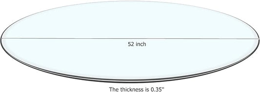 52" Tempered Glass Table Top Round Transparent Table Surface 3/8'' Thick Pencil Polished Edge Multipurpose for Dining, Coffee, Restaurant and End Table (52 inch)