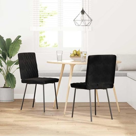 Modern Black Velvet Dining Chairs Set of 2, Rectangular Accent Chairs for Dining Room Kitchen Vanity, Comfortable Seating with Sturdy Frame and Plush Upholstery