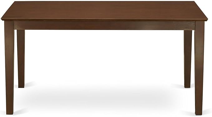 HomeStock 7 Piece Dining Table Set Consist of a Rectangle Kitchen Table and 6 Cream Linen Fabric Parson Dining Chairs, 36x60 Inch, Mahogany