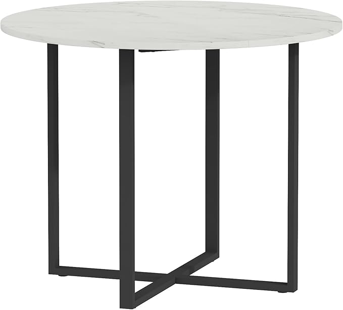 Round Dining Table Set for 4, Round Dining Room Table Set for 4 with Metal Leg and 4 Chair, Small Dining Table Set for 4, Kitchen Island with Seating for Small Spaces
