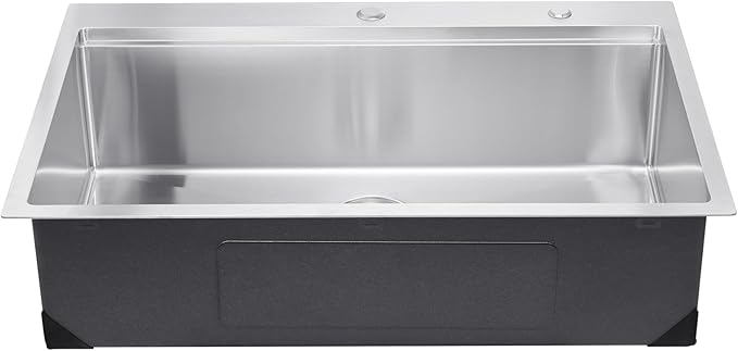 VEVOR Drop In Kitchen Sink 33 Inch Kitchen Sink Workstation, 304 Stainless Steel Top Mount Sinks, Drop-In Single Bowl with Ledge & Multiple Accessories Sink for RV, Prep Kitchen, Bar 33 x 22 x 9inch