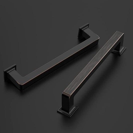 Amerdeco 10 Pack Oil Rubbed Bronze Cabinet Pulls 6.3 Inch(160MM) Hole Centers Kitchen Cabinet Handles Cabinet Hardware Kitchen Handles for Cabinets Cupboard Handles Drawer Pulls ZH0019