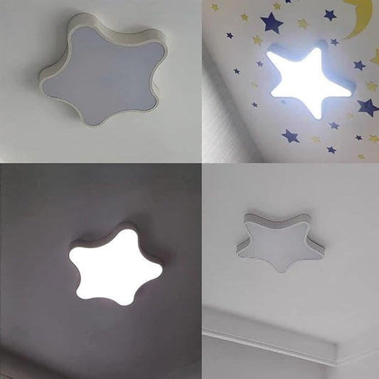 LED Ceiling Light Fixture, Modern Pentagram Recessed Ceiling Lights, 3000K-6000K Dimmable Light, Close to Lighting Flush Mount Living Room Pendant Lamps (White, 12inch)