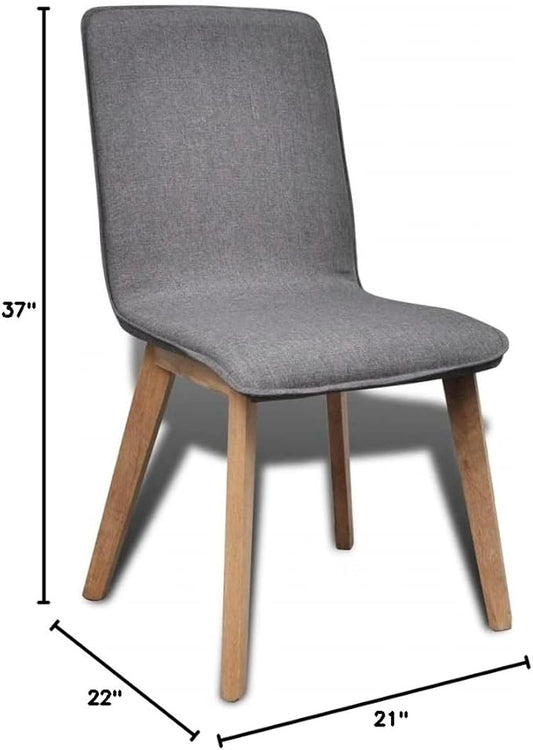 Dark Gray Dining Chairs 2 Pack 21"x22"x37" Modern Fabric Seat with Solid Oak Legs Comfortable Kitchen Chairs for Dining Room Living Room Bedroom Accent