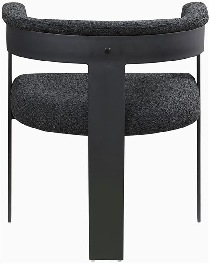 Pemberly Row Contemporary Dining Chairs, Black Boucle Fabric, Matte Black Metal Frame, Set of 2, 23.5" W x 21.5" D x 28" H, Textured Upholstery, Modern Kitchen or Dining Room Seating