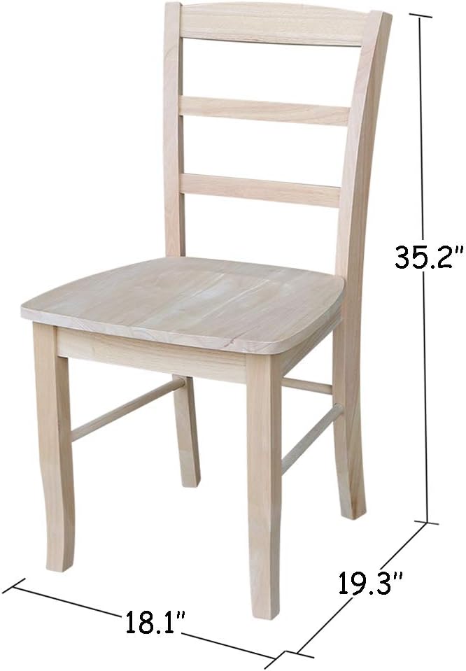 International Concepts Madrid Dining Chairs, Solid Parawood, Unfinished (Set of 2)