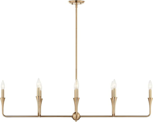 Kichler Alvaro 8-Light Linear Chandelier, Soft Modern Light in Champagne Bronze, for Dining Room or Kitchen (24.25" x 11.5" x 45.5"), 52693CPZ