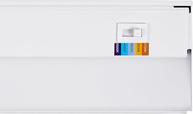 Maxxima 24 in. Hardwired LED Under Cabinet Light - 950 Lumens, 5 CCT, Color Temperature Slide Control, 2700K/3000K/3500K/4000K/5000K, Kitchen and Indoor Lighting Fixture, White, On/Off Switch, ETL