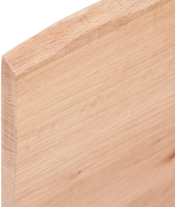 23.6 x 23.6 in Solid Oak Tabletop Live Edge Rustic Wood Slab Countertop for Dining Room Kitchen Office Desk, Durable Varnished Square Table Top for Indoor Space