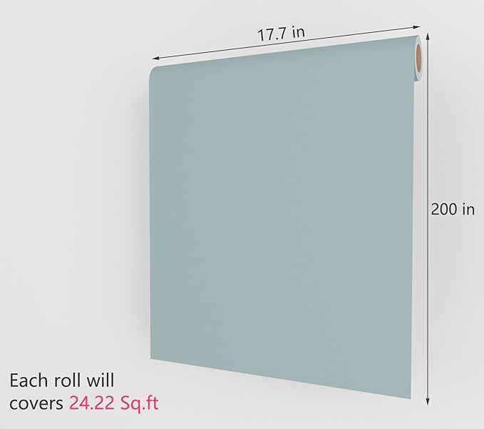 Decotalk Blue Contact Paper Peel and Stick Haze Blue Contact Paper for Cabinets and Drawers 17.7x200 Inch Blue Wallpaper Removable HazeBlue Peel and Stick Wallpaper for Bedroom Solid Color Vinyl