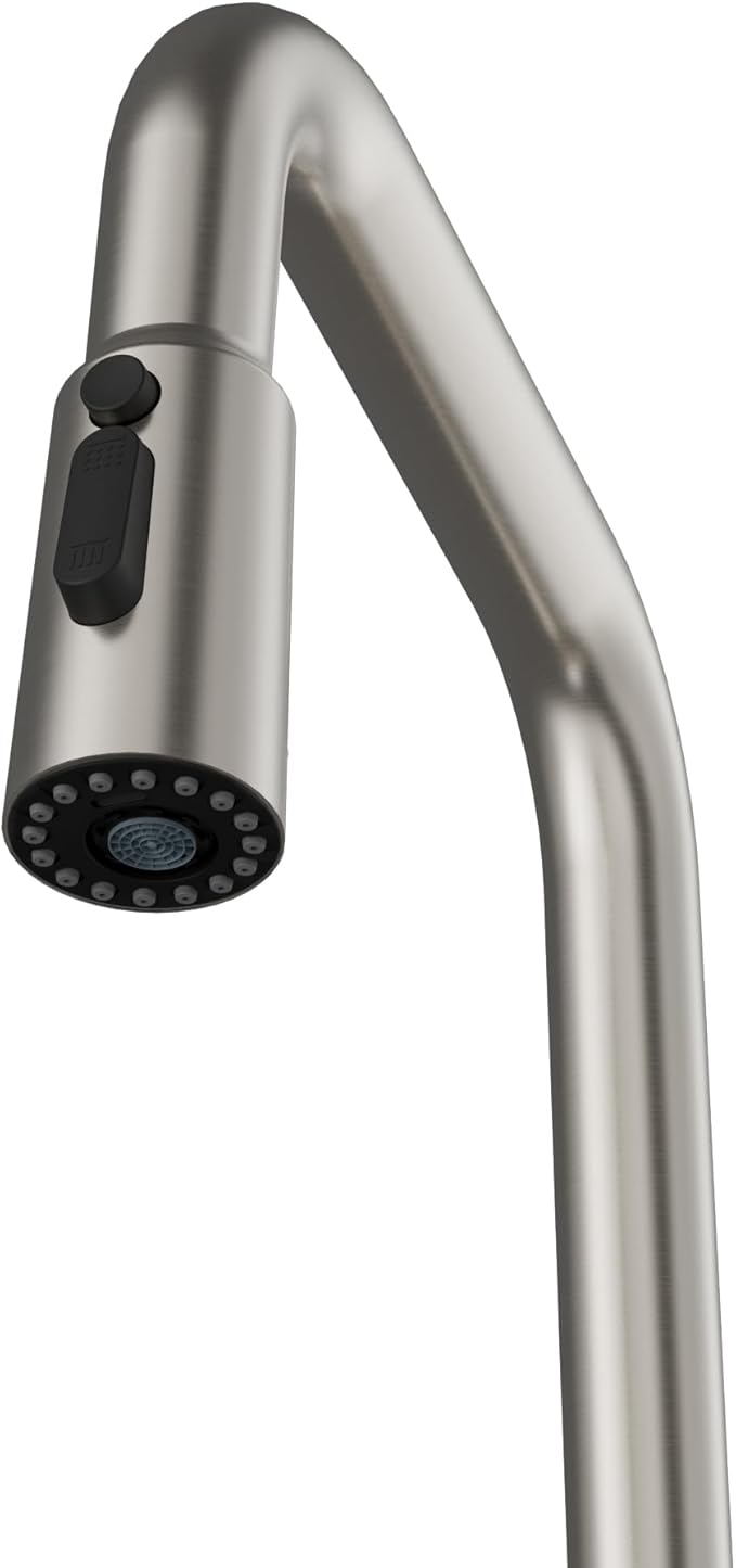 Karran Stalbridge Pull-Down Kitchen Faucet, Single Handle High Arc Design, 3-Function Blade Spray, Spot-Resistant Finish Options (Spot Free Stainless Steel)