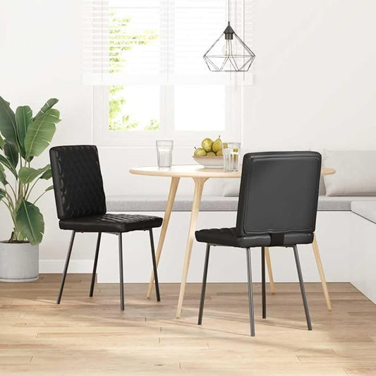 Black Faux Leather Dining Chairs 2-Pack with Metal Frame - Modern Kitchen Chairs for Dining Room, Living Room, Farmhouse Decor - Comfortable Seating, Easy Assembly