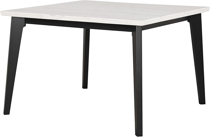 Furniture of America Isolde Contemporary 54-inch Marble Top Square Counter Height Dining Table with Tapered Legs, Easy Assembly for Home Kitchen, Living Room, Dinettes, Black and White