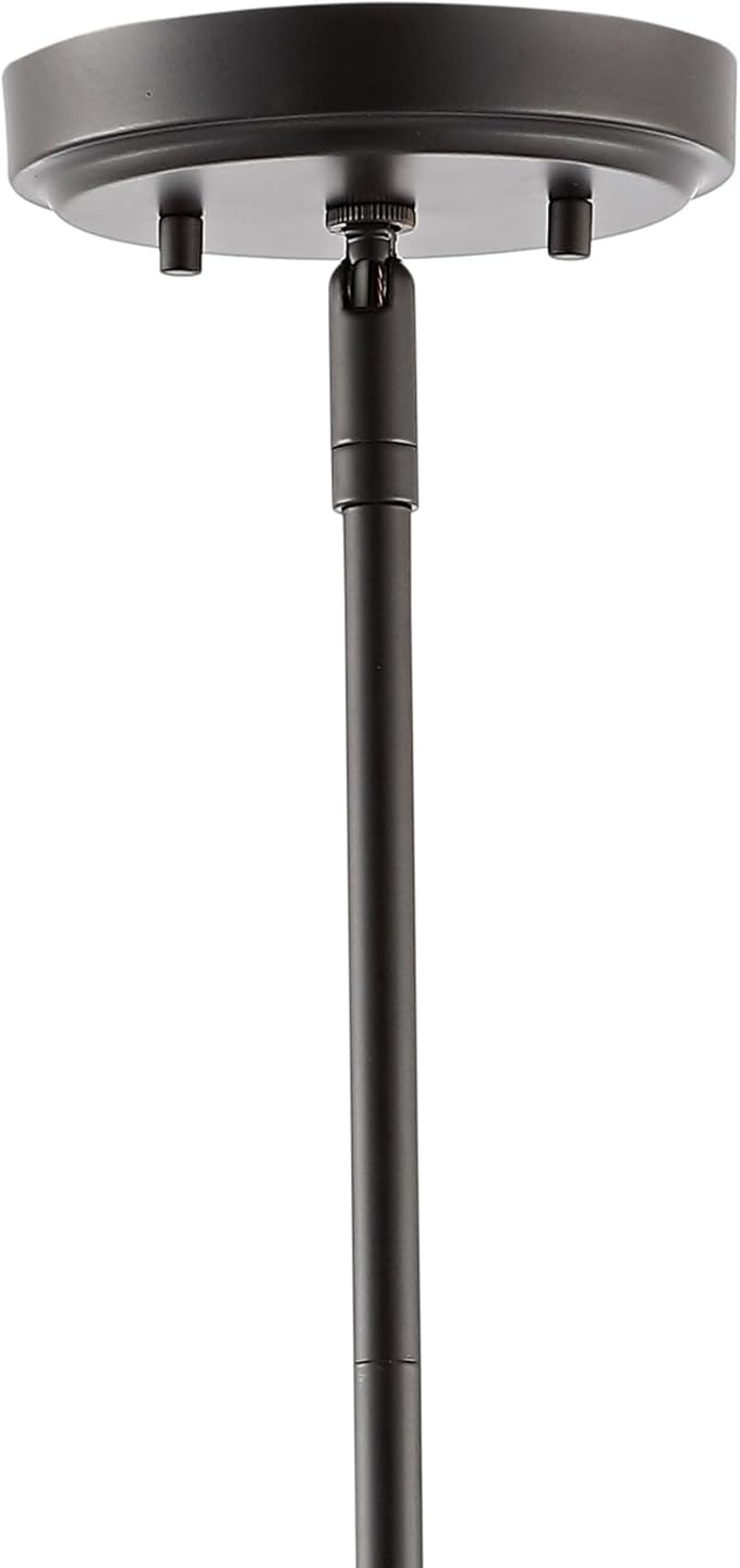 JONATHAN Y 7.88" Oil Rubbed Bronze 1-Light Industrial Farmhouse Iron LED Pendant Light, Adjustable Cage Lantern for Kitchen Island, Dining Room, Foyer, Iron Shade JYL7580A