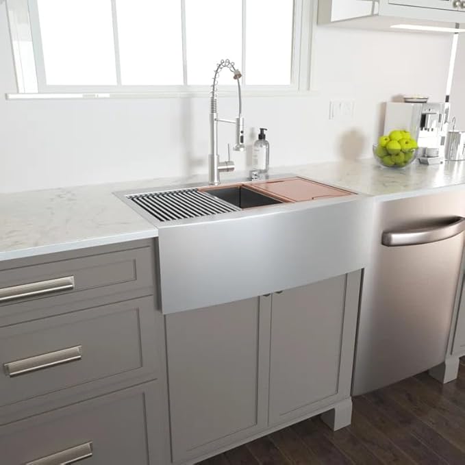 Logmey 36 Inch Drop in Farmhouse Kitchen Sink 36x22 Stainless Steel Workstation Topmount Apron Front Farm Sink 16 Gauge Single Bowl 10" Deep Sinks 36x22x10