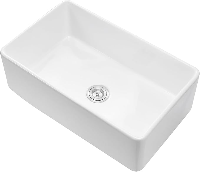 VEVOR 33x20 inch Farmhouse Sink, White Sink Workstation, Fireclay Undermount Basins, Apron Front Single Bowl Basin with Multiple Accessories, Large Capacity Household Dishwasher Sinks for Kitchen