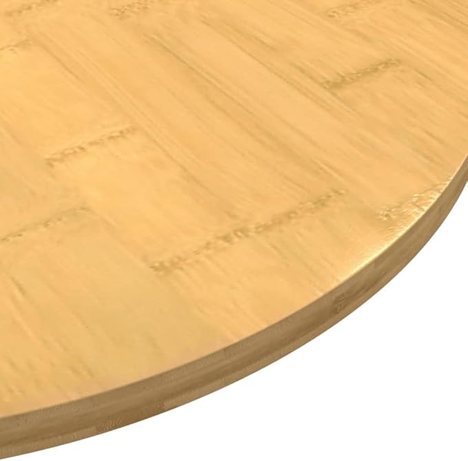 Bamboo Table Top 23.6" Round Varnished Butcher Block Countertop for Dining Desk Kitchen Indoor Outdoor, Brown Medium Durable Solid Wood Surface
