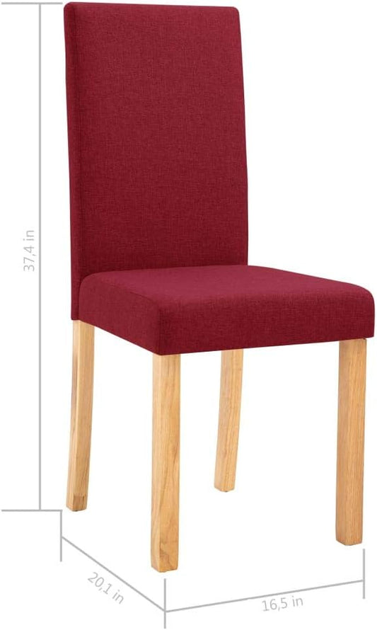 Set of 4 Wine Red Fabric Dining Chairs, Solid Rubberwood, 20.1"x16.5"x37.4", Assembly Req, Modern Kitchen/Living