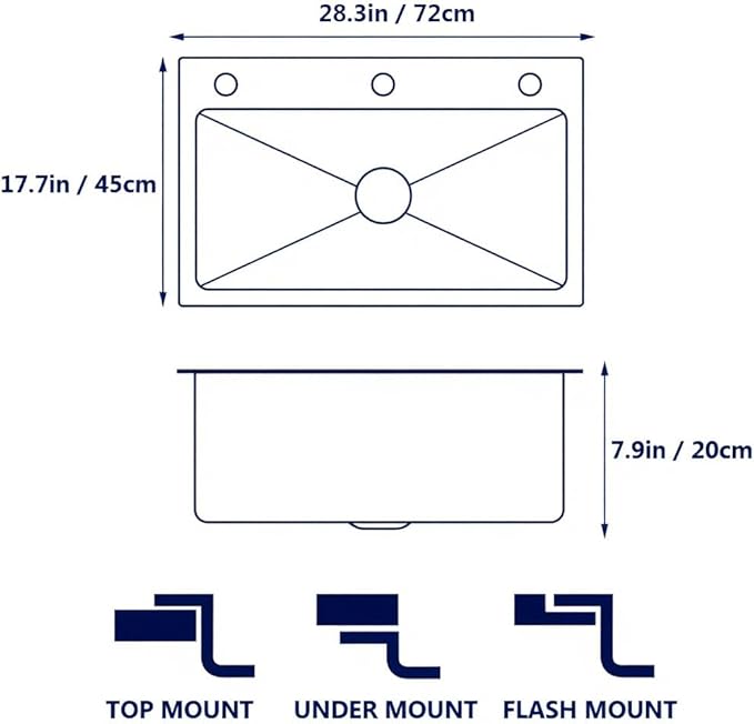ARTLINE Stainless Steel Kitchen Sink, Drop In Single Bowl Sink, Topmount Workstation Sink with Sliding Accessories, Farmhouse Workstation sink with Multiple Accessories (28.3 x 17.7in)