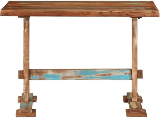 Solid Reclaimed Wood Dining Table Multicolor 43.3x21.7x30.7 in Retro Rectangle Small Dining Table Seats 4 Quick Assembly Kitchen & Dining Room Furniture