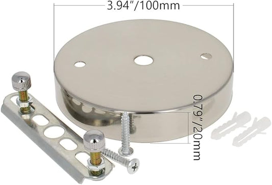 1Pcs Chandelier Canopy Kit, Bettomshin 10x2cm/3.94x0.79"(DxH) Iron Retro Ceiling Lighting Modern Canopy Kit Light Fixture Cover Plate with Hardware for Pendant Lighting Fixtures (Sand Nickel Tone)