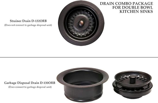 Premier Copper Products DC-1ORB Drain Combination Package for Double Bowl Kitchen Sinks, Oil Rubbed Bronze
