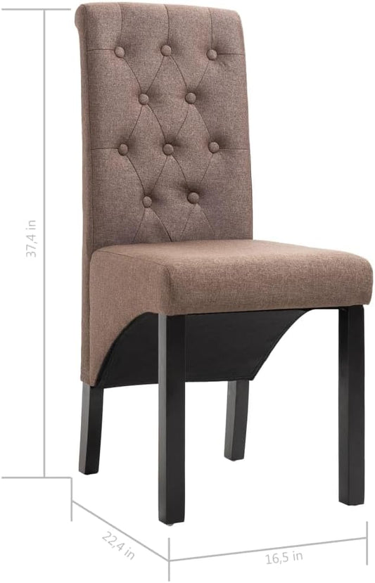 Modern Farmhouse Dining Chairs Set of 2 Brown Fabric Upholstered Kitchen Chairs with Solid Rubber Wood Frame Comfortable Seating for Dining Room Kitchen Comedor